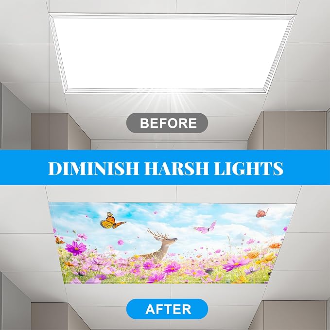 Fluorescent Light Covers-2 Pack 4 x 2 Feet Magnetic Ceiling Light Cover Room - Image 5