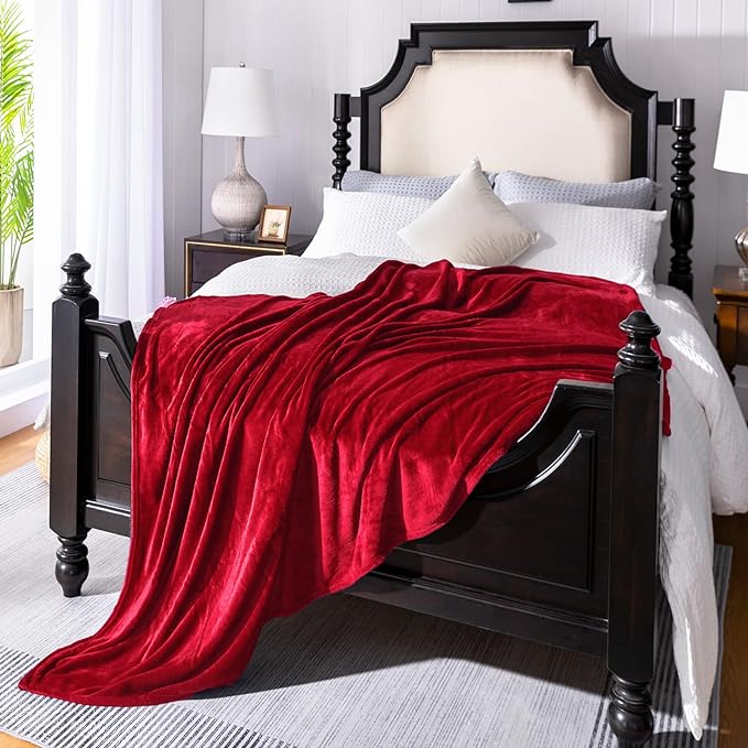 JIAHANNHA Red Throw Blanket Decorations Thin Fleece Blanket 50"x60",Super Soft Cozy Plush Throw Blanket for Couch Sofa Bed,Warm and Lightweight Bed Blankets for Adults