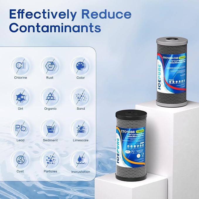 ICEPURE 2-Stage 10" x 4.5" Whole House Carbon Water Filter Set, Activated - Image 2