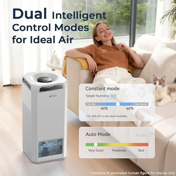 Afloia Air Purifier and Humidifier Combo in One-Cool Mist Evaporative - Image 7