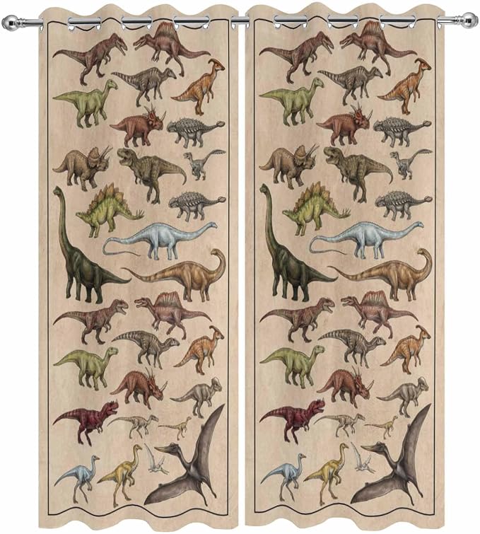 Vintage Outdoor Curtains for Patio Dinosaurs Biographies Retro Waterproof - Image 9
