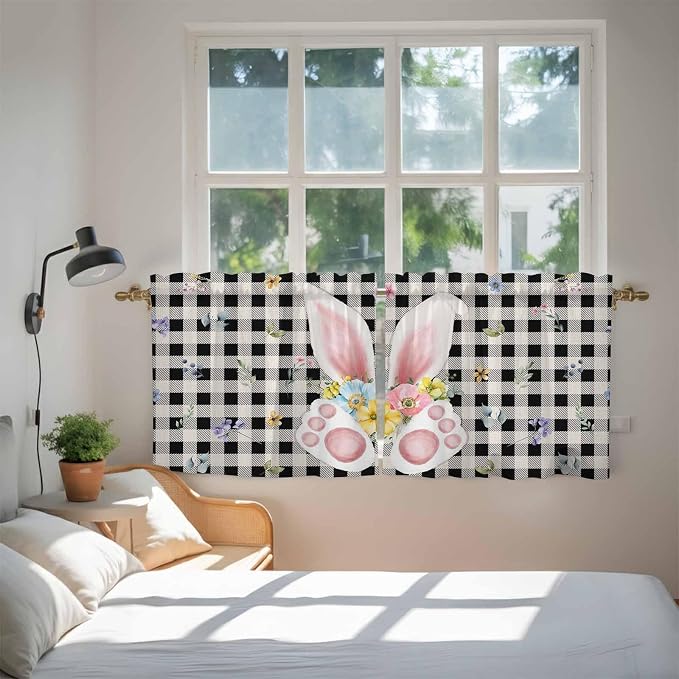 Easter Kitchen Tier Curtains 36 Inch Long 2 Panel Set, Rod Pocket Half Window - Image 4