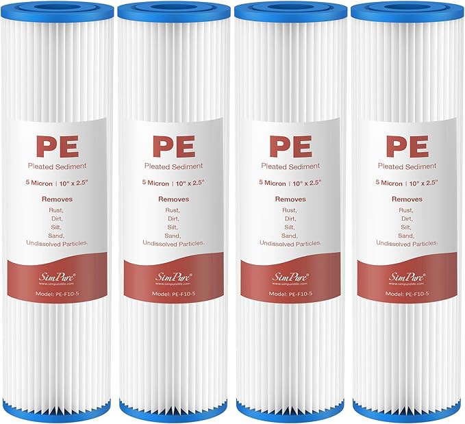 SimPure 10"x2.5" Pleated Polyester Sediment Water Filter Replacement Cartridge by SimPure_Water