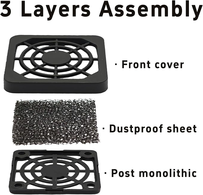8PCS 40mm Black Square Plastic Cooling Fan Filter Cover Dust-Proof Mesh Screen - Image 3