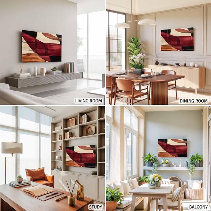 Red Beige Orange Geometric Indoor TV Cover, Elastic TV Screen Protector Retro - Image 5