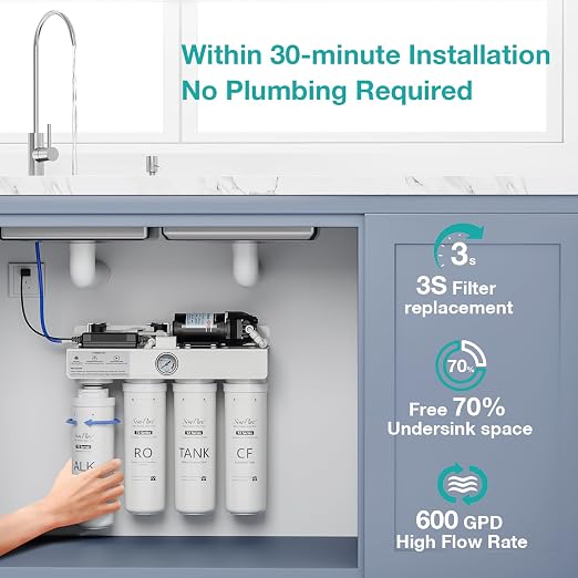 SimPure T2-600A Reverse Osmosis Water Filter System Alkaline Water, NSF/ANSI 58 - Image 7
