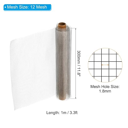 PATIKIL 304 Stainless Steel Wire Mesh Screen, 12 Mesh Woven Air Vent Filter - Image 2