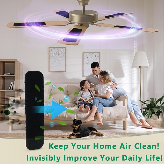 15 Pack Ceiling Fan Filters for Blades, Strong Activated Coconut Carbon Filter - Image 6