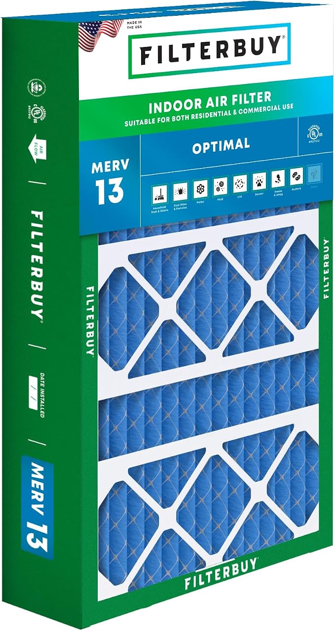 Filterbuy 15.75x27.63x3.50 Air Filter MERV 13 Optimal Smoke & Allergy Defense by Filterbuy