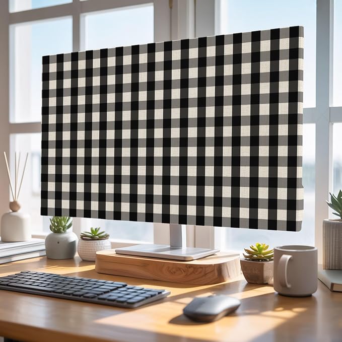 Vintage Black Buffalo Plaid Indoor TV Cover, Elastic TV Screen Protector - Image 4