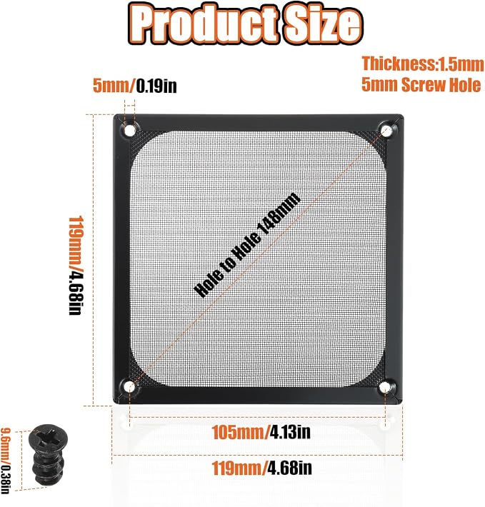 4Pack 120 x 120mm Computer Fan Filter Grills Dust Mesh Magnetic Frame PC Case - Image 2