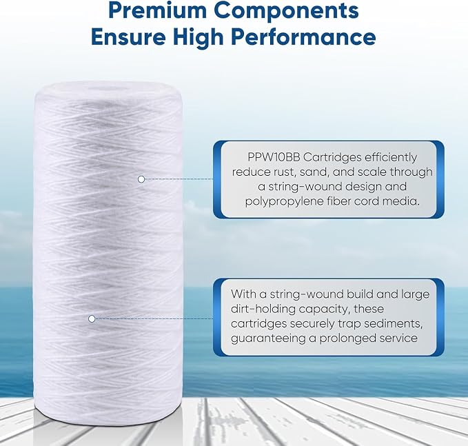 PUREPLUS 25 Micron 10 x 4.5 Whole House String Wound Sediment Filter - Image 8