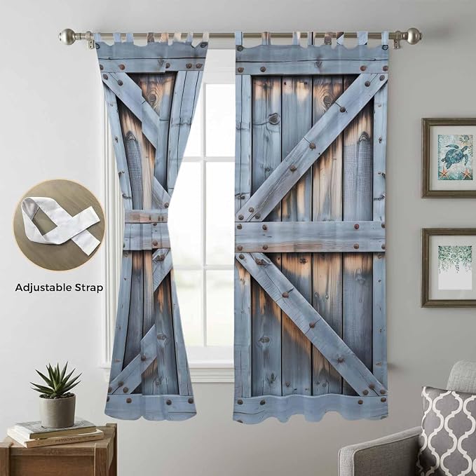Farmhouse Wood Grain Living Room Curtains 84 Inch Length, Window Curtains Tab - Image 5