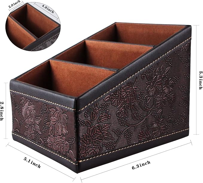 2 Pack PU Leather Remote Control Holder Storage Container - Image 2