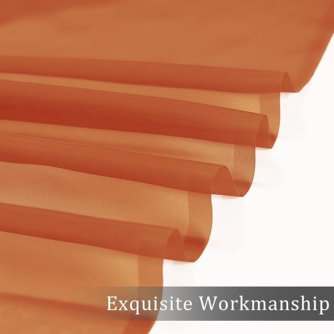 OWENIE Sheer Curtains 63 inch Length 2 Panels Set, Rod Pocket Voile Fimly Sheer Drapes for Living Room/Bedroom, 2pcs, Each 42" W x 63" L, Orange