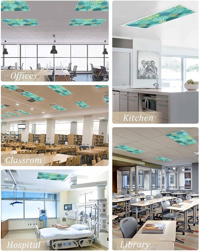 3 Pack Fluorescent Light Cover for Classroom Ceiling Light, Nautical Coastal - Image 5