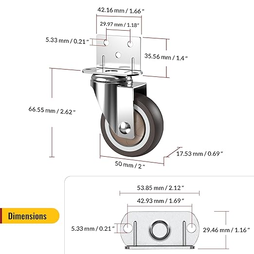 HOLKIE 2 Inch Side Mount Casters Set of 4 Supporting Up to 250 LBS Heavy Duty - Image 2