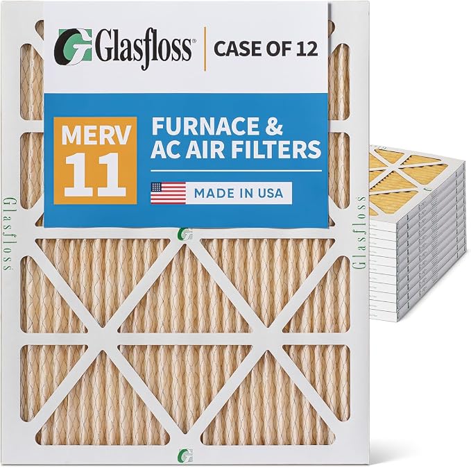 Glasfloss 20x25x1 MERV 11 AC & Furnace Air Filters. Case of 12. Actual Size: by Glasfloss