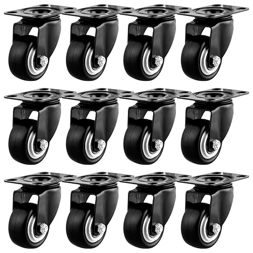 1.5" Casters Set of 12 Heavy-Duty Industrial Caster Wheels Double Ball Bearing - Image 9