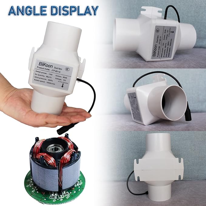 Small Inline Duct Fan 12V 2.36 Inch 60Mm Ventilation Exhaust Booster 14W 58 Cfm - Image 3