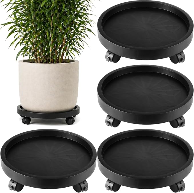 Planterhoma 4 Packs 13 Inch Plant Caddy by Planterhoma