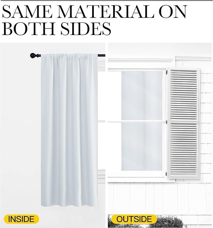 NICETOWN Bedroom Window Curtain Panels - Window Treatment Thermal Insulated Rod Pocket Room Darkening Curtains/Drapes for Patio Door (Greyish White, 2 Panels, 62 in x 63 in (W x L))