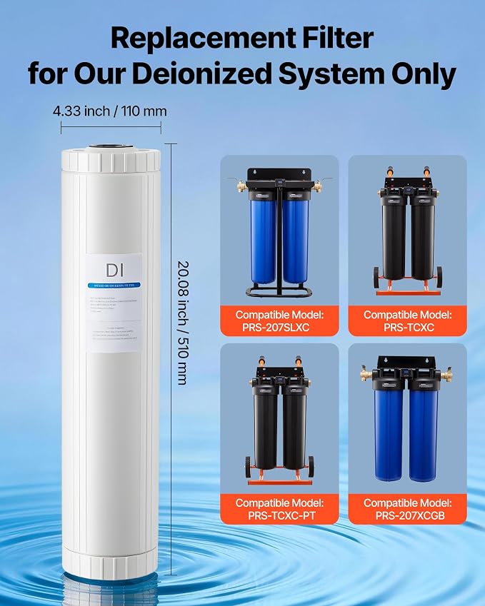 VEVOR Deionized Filter for Spotless Car Wash System, 2 x 4L Mixed-Bed DI Resin - Image 3
