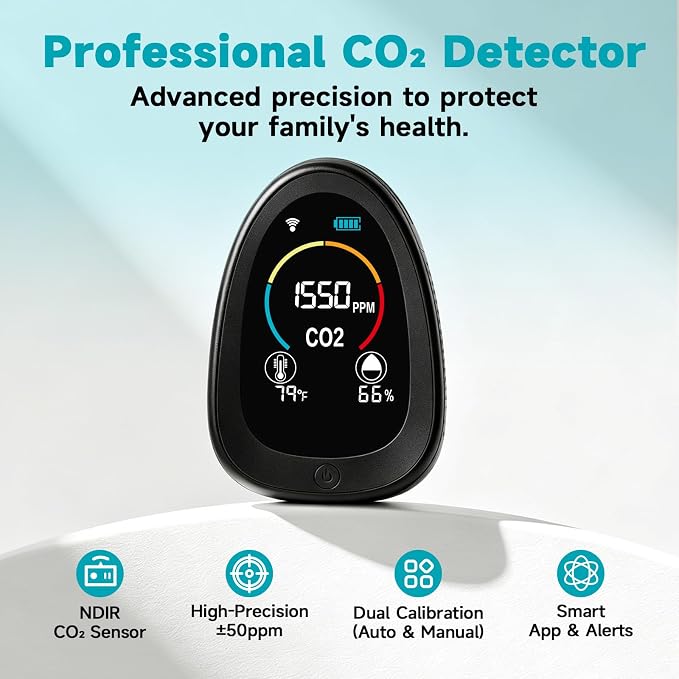 AIRNERGY Portable CO2 Monitor Indoor Air Quality Monitor - Image 2