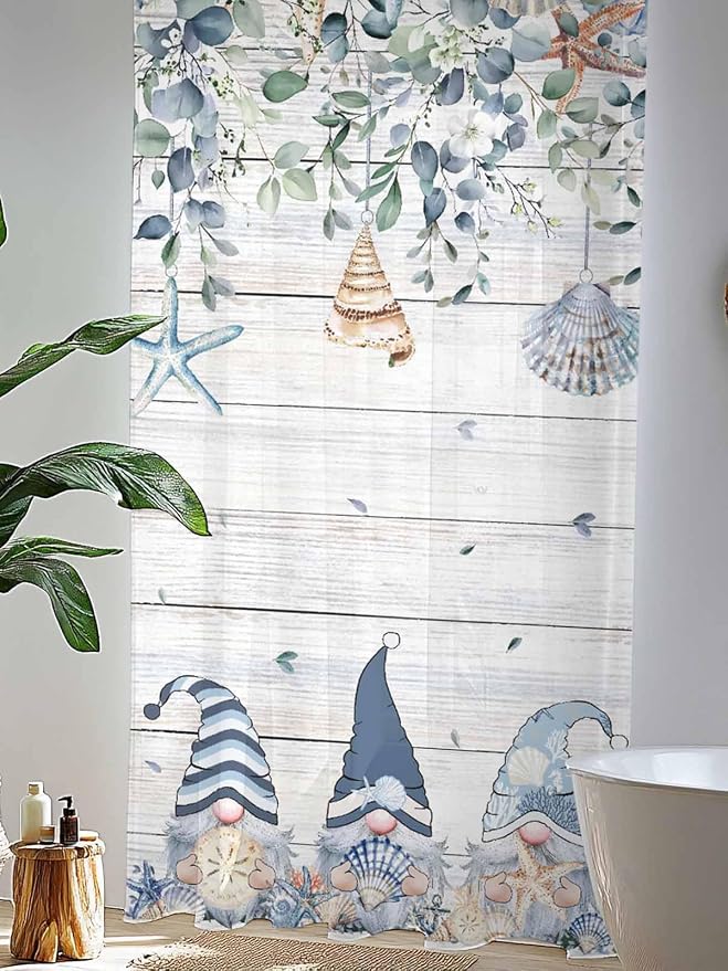 Sheer Curtains 96 Inches Long, Coastal Eucalyptus Leaf Semi Sheer Curtains - Image 4