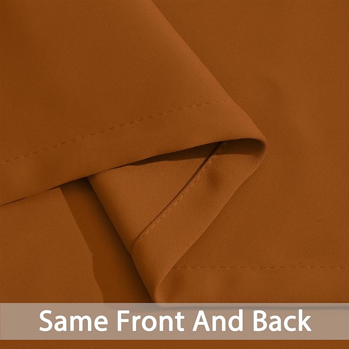 Yakamok 36 Inch Curtains Blackout Window Curtains for Kitchen, Grommet Room Darkening Thermal Insulated Sunlight Block Drapes for Living Room, W 52 x L 36, Burnt Orange, 2 Panels