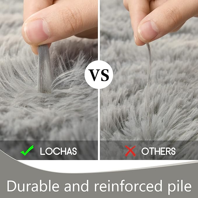 LOCHAS Ultra Soft Indoor Modern Area Rugs Fluffy Living Room Carpets for Children Bedroom Home Decor Nursery Rug 2x4 Feet, Gray