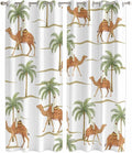 2 Panel Kitchen Cafe Curtains, Desert Camels Sunlight Filtering Nature Air by Hokiten