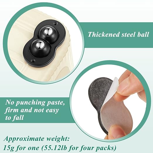 Leumoi 16 Pcs Self Adhesive Appliance Wheels, 360° Swivel Mini Casters - Image 3