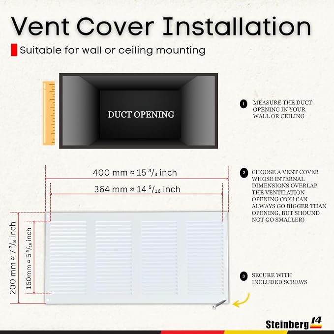 Steinberg14 White Vent Cover 14x6 - Image 5