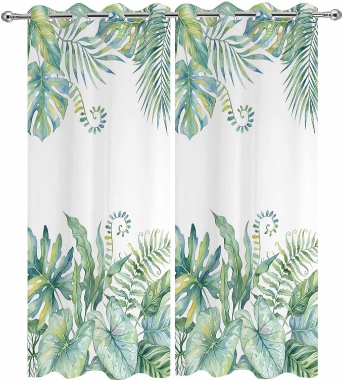 Leaves Outdoor Curtains for Patio Green Leaf Tropical Plants Farmhouse Pastoral - Image 9