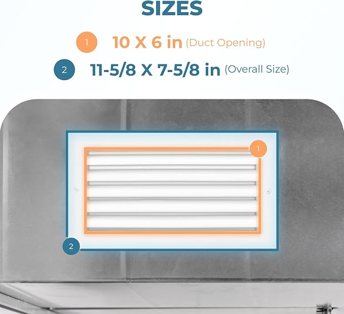 Rustproof 10 x 6 Inch Aluminum Vent Cover – Quiet Return Air Grille - Image 3