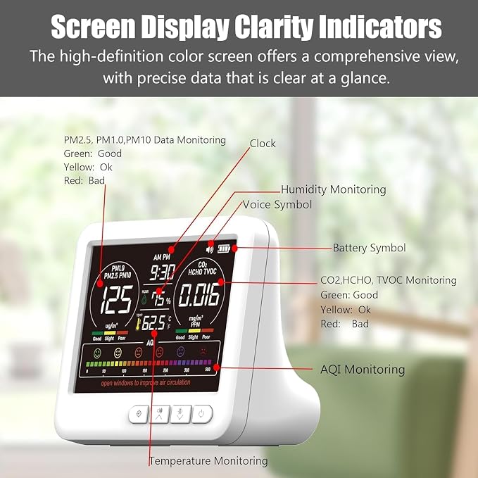 Professional 16-in-1 Portable Indoor Air Quality Monitor - Image 8