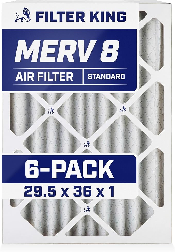 Filter King 29.5x36x1 Air Filter | 6-PACK | MERV 8 HVAC Pleated A/C Furnace by FilterKing