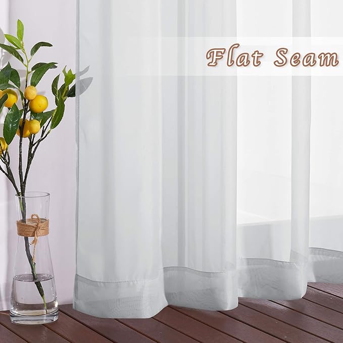 NICETOWN Living Room Window Curtains Sheer Textured, Grommet Casual Voile Sheer Airy Window Treatments Vertical Drapes for Sliding Door/Bedroom, Light Gray, W37 x L84