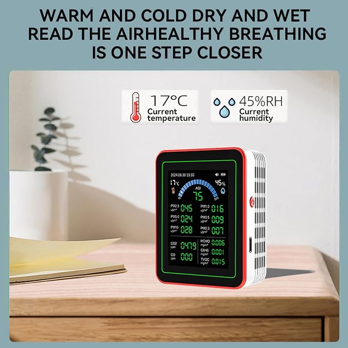 Indoor Air Quality Monitor, 18 in 1 Professional Meter, Battery Powered - Image 2