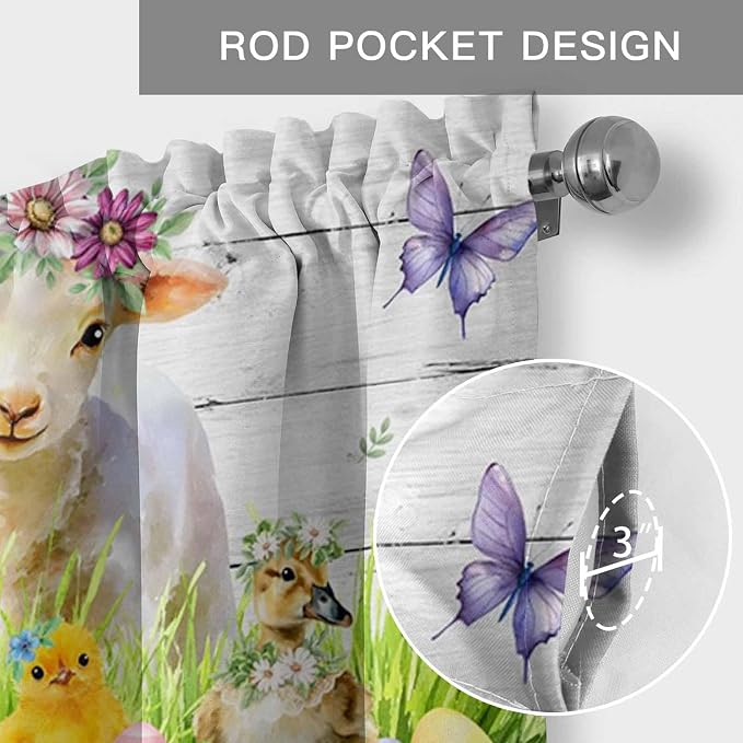Easter Curtain Valances for Windows, Kitchen Valance Window Treatment, Spring - Image 5