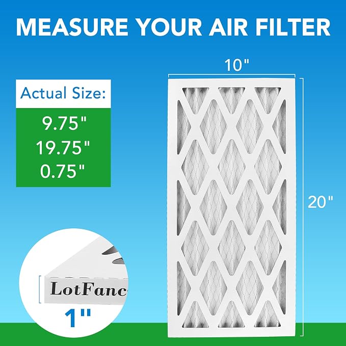 LotFancy 10x20x1 Air Filter MERV 8 4-Pack, Electrostatic Pleated Furnace & AC - Image 2