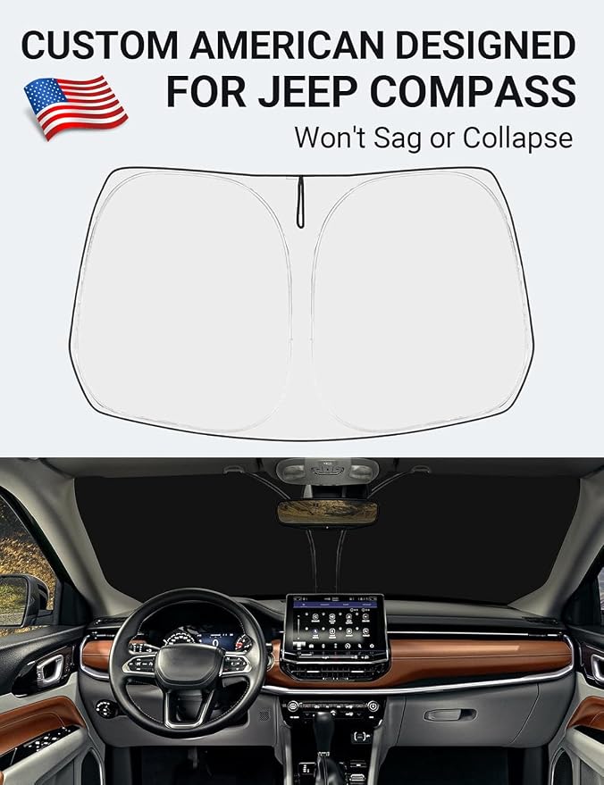 Proadsy Custom Fit Jeep Compass 2017-2024 2025 2026 Windshield Sun Shade - Image 2