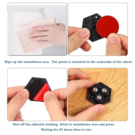 Mini Caster Wheels, Self Adhesive Appliance Sliders - Image 7