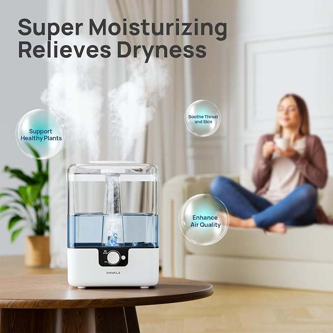 CHIVALZ 6L Humidifiers for Bedroom Large Room Home, Cool Mist Top Fill - Image 4