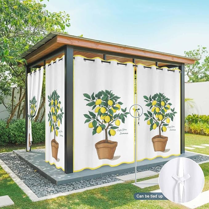 Lemons Outdoor Curtains for Patio Summer Fruit Lemon Tree Waterproof Outside - Image 7
