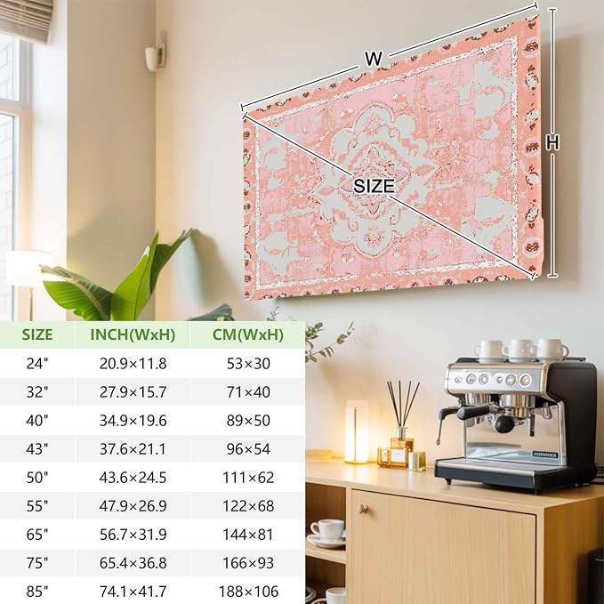Gradient Pink Tribe Geometric Indoor TV Cover, Elastic TV Screen Protector - Image 3