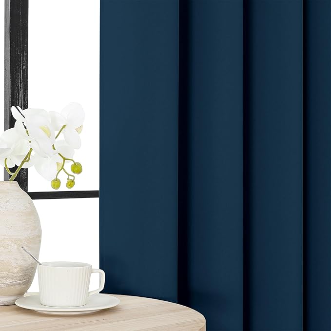 Joydeco Blackout Curtains 108 Inch Length 2 Panels Set, Thermal Insulated Long Curtains& Drapes 2 Burg, Room Darkening Grommet Drapes for Living Room Bedroom Window (Navy Blue, W52 x L108 Inch)