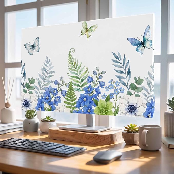 Spring Flower Leaf Butterfly Indoor TV Cover, Elastic TV Screen Protector - Image 4