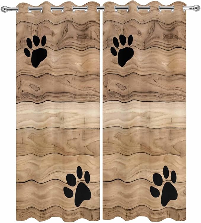 Wood Grain Outdoor Curtains for Patio Claws Animals Wooden Brown Waterproof - Image 9